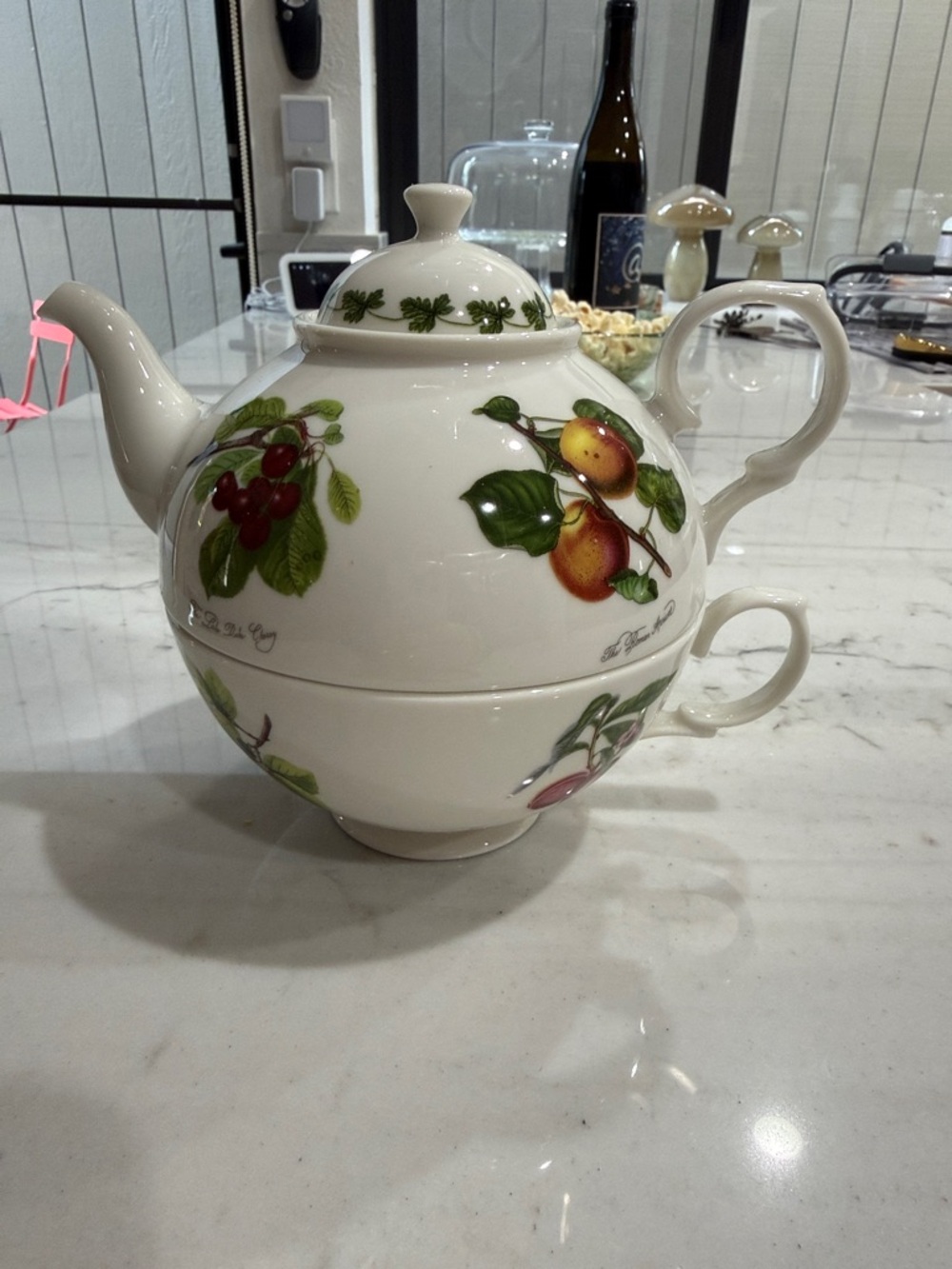 Portmeirion Pomona Pattern Tea-for-One Set - White Ceramic